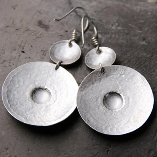 Floral Alloy Silvery White Round Earrings