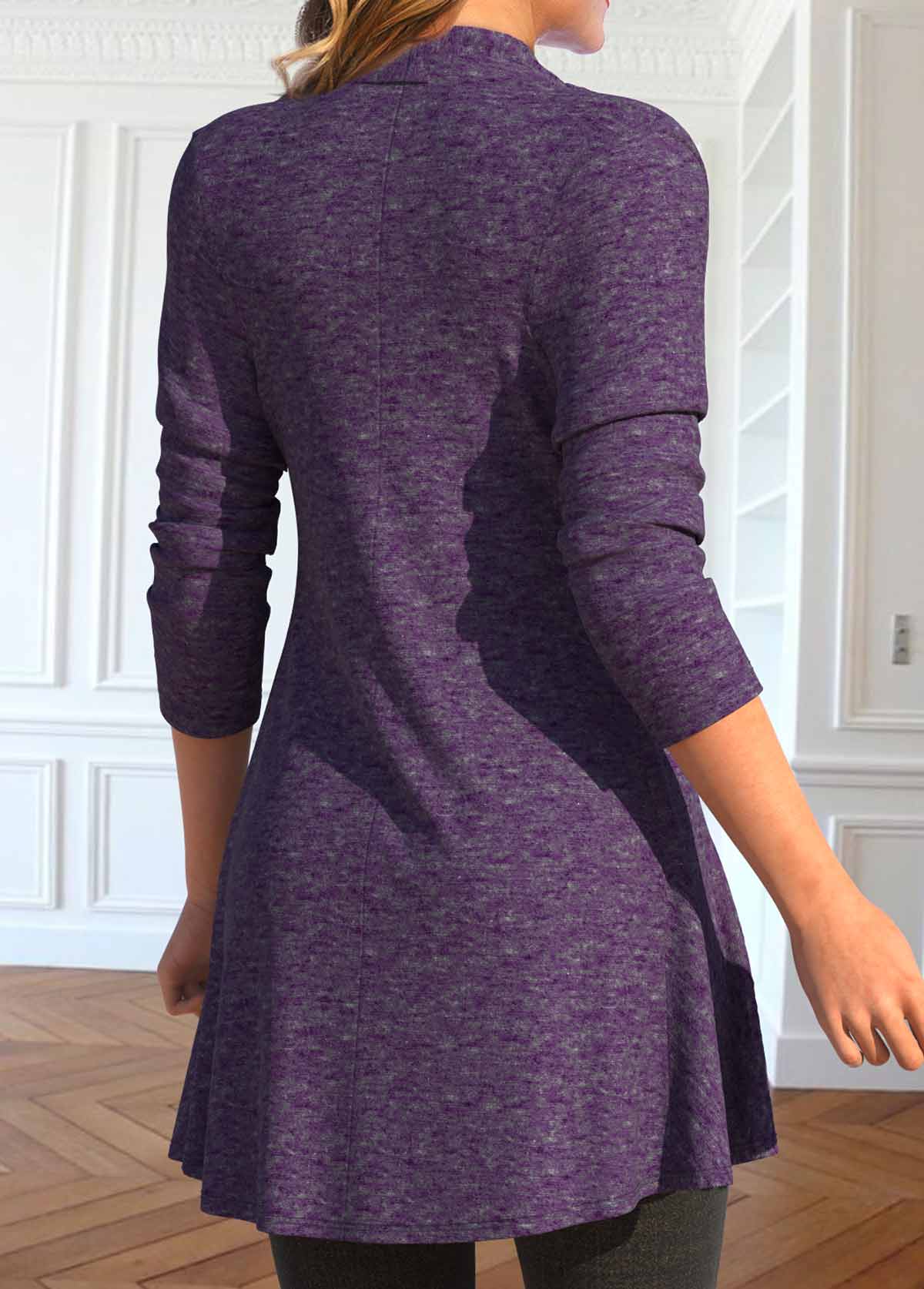Geometric Print Fake 2in1 Purple T Shirt