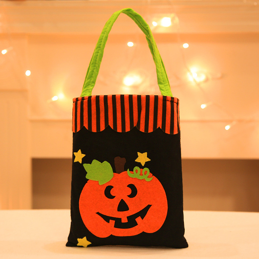 Pumpkin Print Open Black Candy Bag