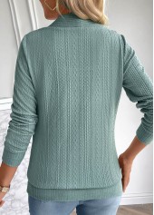 Fake 2in1 Turquoise Square Neck Long Sleeve Sweatshirt
