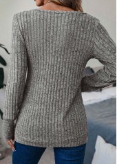 Long Sleeve V Neck Grey T Shirt