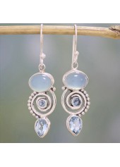 Hot Drilling Alloy Detail Silvery White Earrings