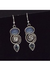 Hot Drilling Alloy Detail Silvery White Earrings