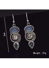 Hot Drilling Alloy Detail Silvery White Earrings