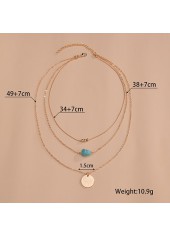 Layered Design Beads Gold Metal Detail Necklace