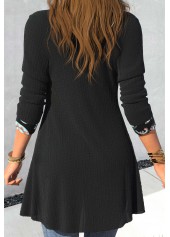 Paisley Print Black Long Sleeve Fake Two Piece Twinset