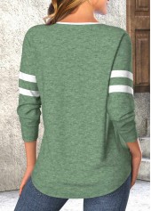 Lace Up Long Sleeve Green T Shirt