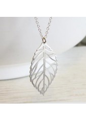 Silver Alloy Detail Leaf Design Necklace