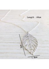 Silver Alloy Detail Leaf Design Necklace