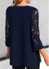 Long Sleeve Scoop Neck Navy Cardigan and Tank Top