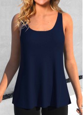Long Sleeve Scoop Neck Navy Cardigan and Tank Top