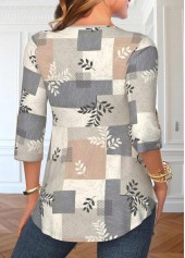 Geometric Print Patchwork Light Grey Fake Two Piece Twinset