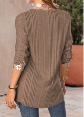 Floral Print Fake 2in1 Light Coffee Blouse
