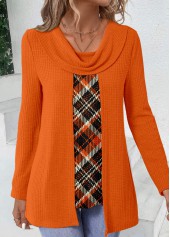 Orange Plus Size Plaid Fake Two Piece Twinset