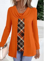 Orange Plus Size Plaid Fake Two Piece Twinset