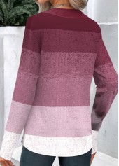 Ombre Button Dark Reddish Purple Asymmetrical Neck Sweatshirt