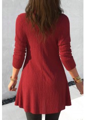 Geometric Print Fake 2in1 Wine Red T Shirt