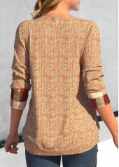 Geometric Print Patchwork Multi Color Draped Neck Sweatshirt