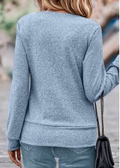 Random Floral Print Fake 2in1 Dusty Blue Sweatshirt