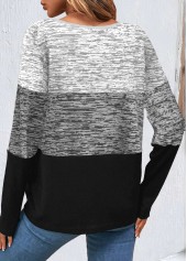 Long Sleeve Patchwork Grey Round Neck Sweatshirt