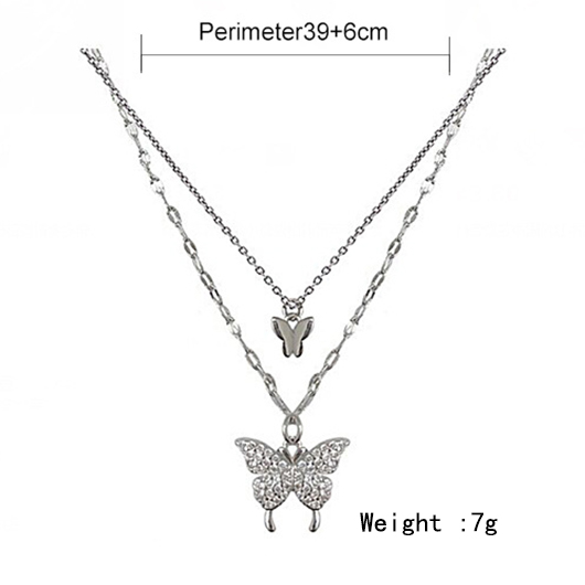 Silver Alloy Detail Butterfly Design Necklace