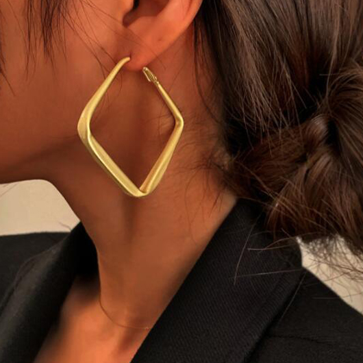 Geometric Design Golden Square Alloy Earrings