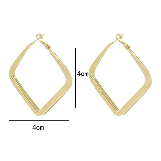 Geometric Design Golden Square Alloy Earrings