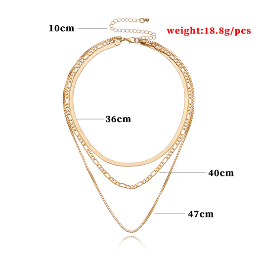 Layered Design Gold Alloy Geometric Necklace