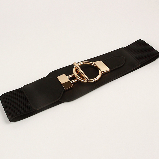 Stretchy Design Faux Leather Black Belt