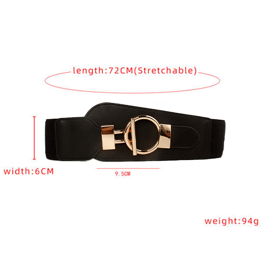 Stretchy Design Faux Leather Black Belt