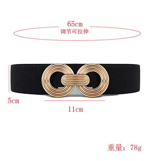 Elastic Circle Metal Detail Black Belt
