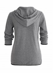 Pocket Zipper Grey Long Sleeve Hoodie