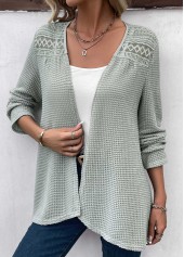 Patchwork Sage Green Long Sleeve Light Cardigan