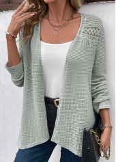 Patchwork Sage Green Long Sleeve Light Cardigan