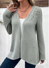 Patchwork Sage Green Long Sleeve Light Cardigan