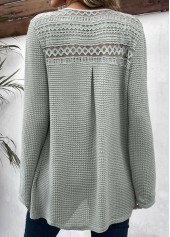 Patchwork Sage Green Long Sleeve Light Cardigan
