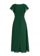 Twist High Low V Neck Blackish Green Dress