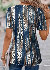 Leopard Fake 2in1 Peacock Blue T Shirt