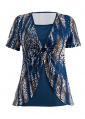 Leopard Fake 2in1 Peacock Blue T Shirt