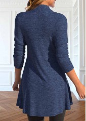 Plus Size Geometric Print Navy Fake Two Piece Twinset