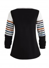 Striped Patchwork Multi Color Round Neck T Shirt