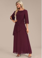 Wine Red A Line Breathable Maxi Dress