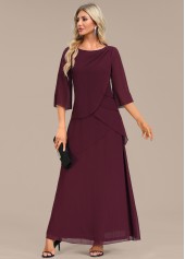 Wine Red A Line Breathable Maxi Dress