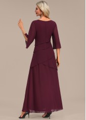Wine Red A Line Breathable Maxi Dress