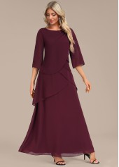 Wine Red A Line Breathable Maxi Dress