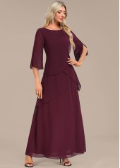 Wine Red A Line Breathable Maxi Dress