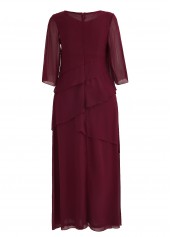 Wine Red A Line Breathable Maxi Dress
