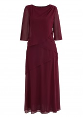 Wine Red A Line Breathable Maxi Dress