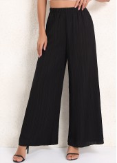 Black Elastic Waist High Waisted Ruched Pants