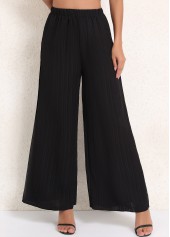 Black Elastic Waist High Waisted Ruched Pants
